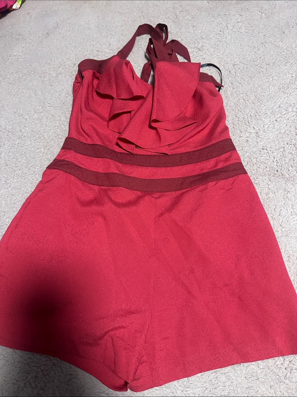 bebe Red Ruffle Halter Mini Dress